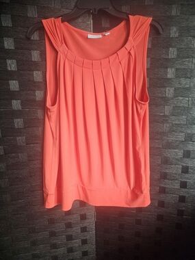 New York & Company Coral Pleated Sleeveless Tank Top